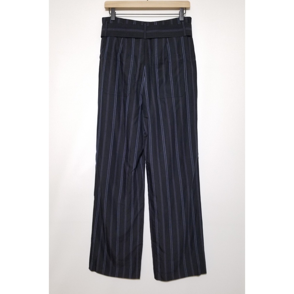 NWT Vince Dobby Stripe Belted Wide-Leg Pants in Indigo‎ High Rise Size 6 $385 - Picture 7 of 16